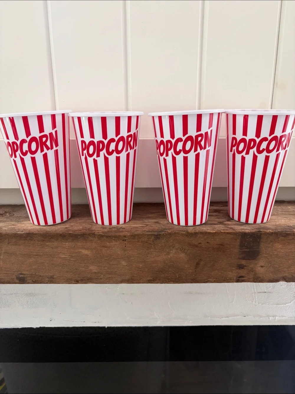 Classic Red & White Popcorn Cups - Party Beverage & Snack Cups-Set of 4